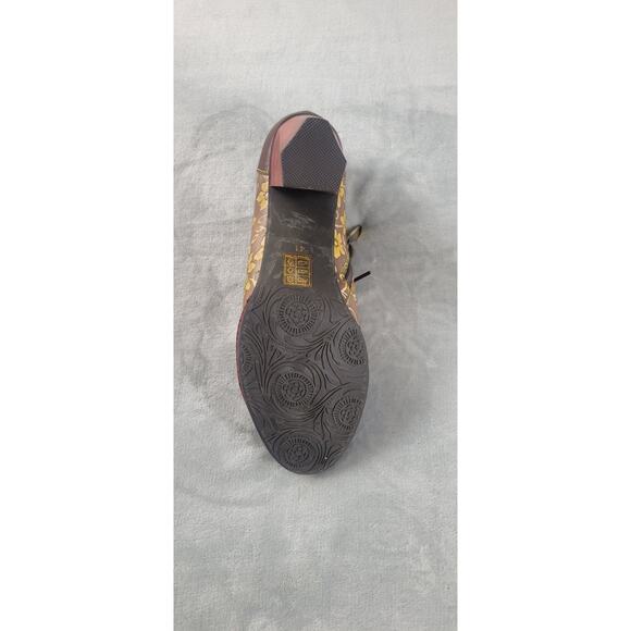 L'ARTISTE SPRING STEP OXFORD Lace Up EUR 41 Brown leather Floral Heel Shoes Zip - Picture 8 of 11